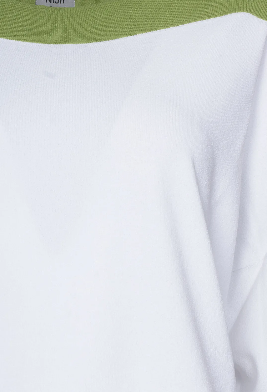Nijii Jumpers^Jumper with Three Quarter Length Sleeves in White and Green