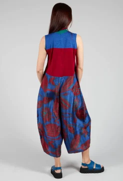 Traces of Me Jumpsuits^Jumpsuit Turtle Neck Sunflowers in Blue