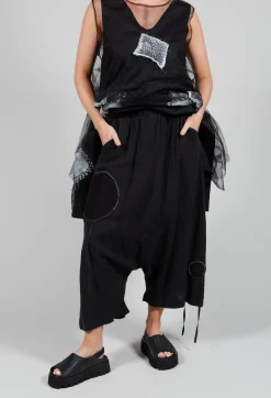 Bize Trousers^Keten Drop-Crotch Culottes in Black
