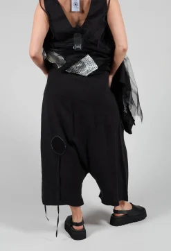 Bize Trousers^Keten Drop-Crotch Culottes in Black