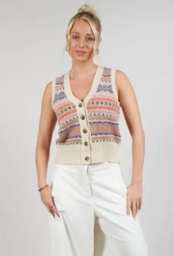 Eribe Tops^Kinross Waistcoat in Coral