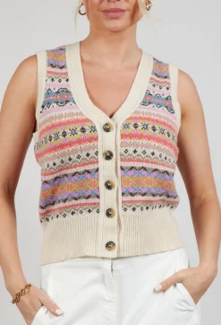 Eribe Tops^Kinross Waistcoat in Coral