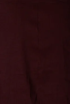 Crea Concept Skirts^Knee Length Skirt with Folded Waistband in Burgundy