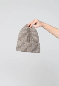 Isabel Benenato Hats^Knitted Beanie Hat in Taupe