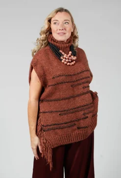 Maliparmi Coats^Knitted Cape in Ruggine Rust