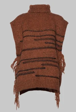 Maliparmi Coats^Knitted Cape in Ruggine Rust