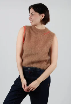 Be Your Essence Tops^Knitted Vest in Caramello