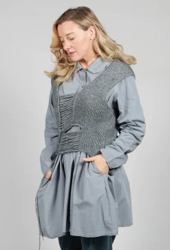 Isabel Benenato Tops^Knitted Vest with Ladder Feature in Grey