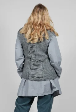 Isabel Benenato Tops^Knitted Vest with Ladder Feature in Grey