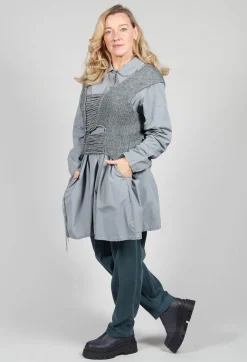 Isabel Benenato Tops^Knitted Vest with Ladder Feature in Grey