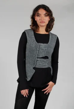 Isabel Benenato Tops^Knitted Vest with Ladder Feature in Grey