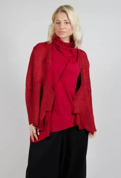 Moyuru Cardigans^Knitted Wave Cardigan in Red