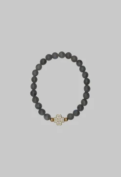 ICANDI Rocks Bracelets^Labradorite Bracelet with Cross in Charcoal