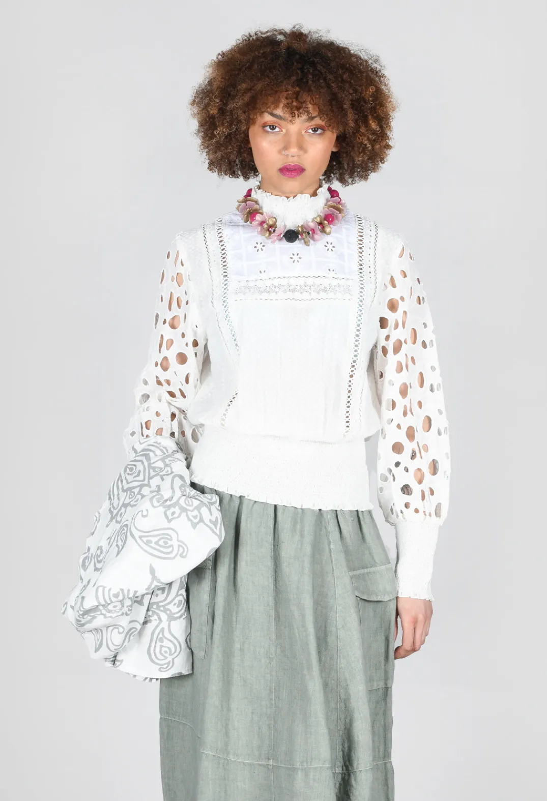 Conditions Apply Tops^Lace Blouse in White