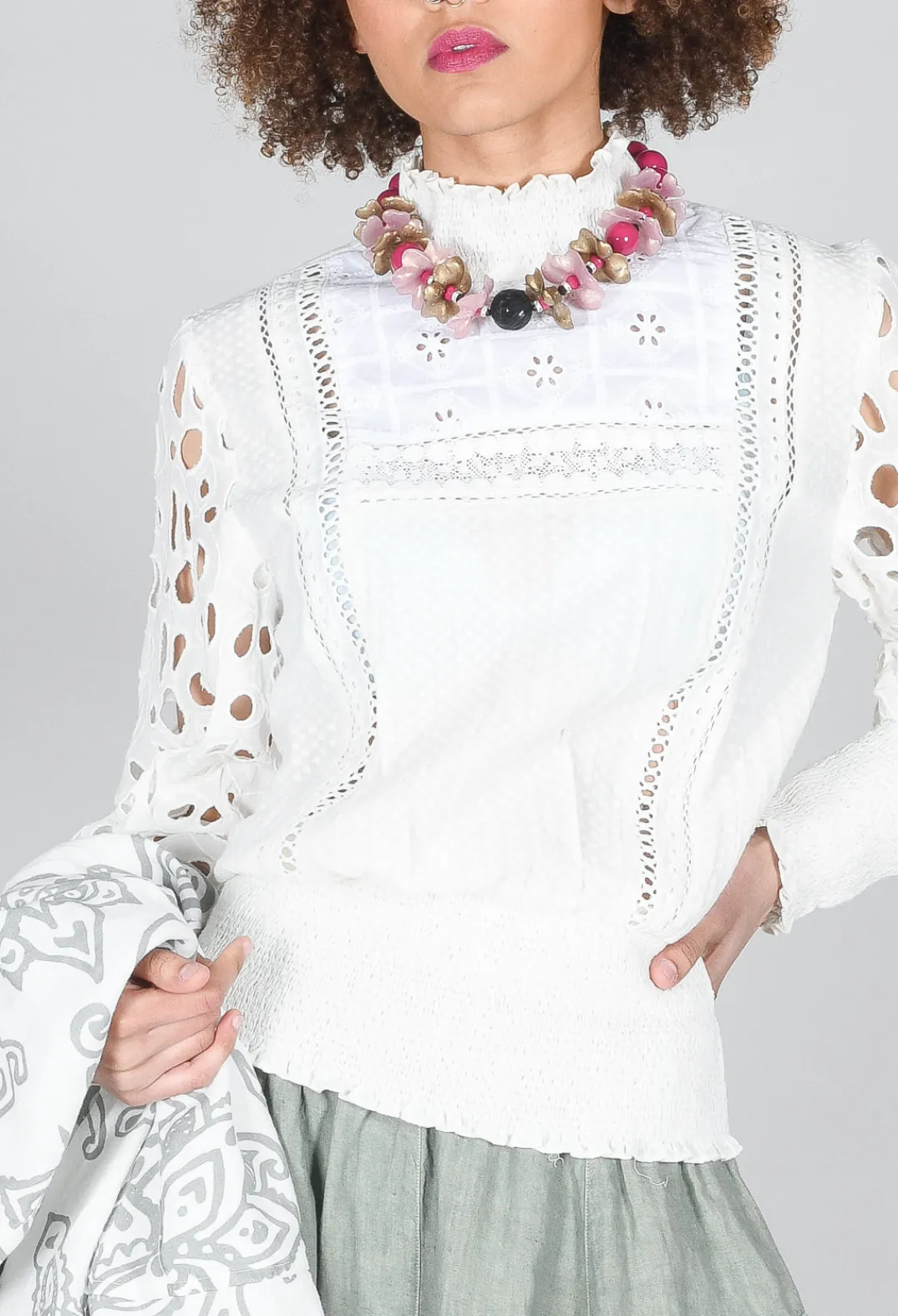 Conditions Apply Tops^Lace Blouse in White
