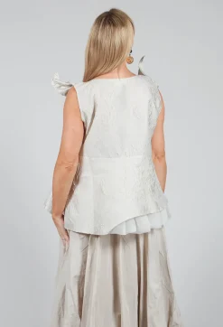 Bize Tops^Lace Cowl Neckline Top in Grey