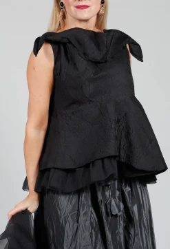 Bize Tops^Lace Cowl Neckline Top in Black