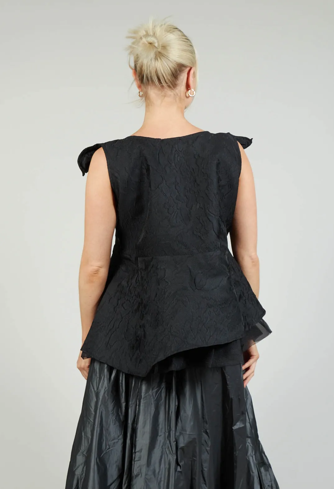 Bize Tops^Lace Cowl Neckline Top in Black