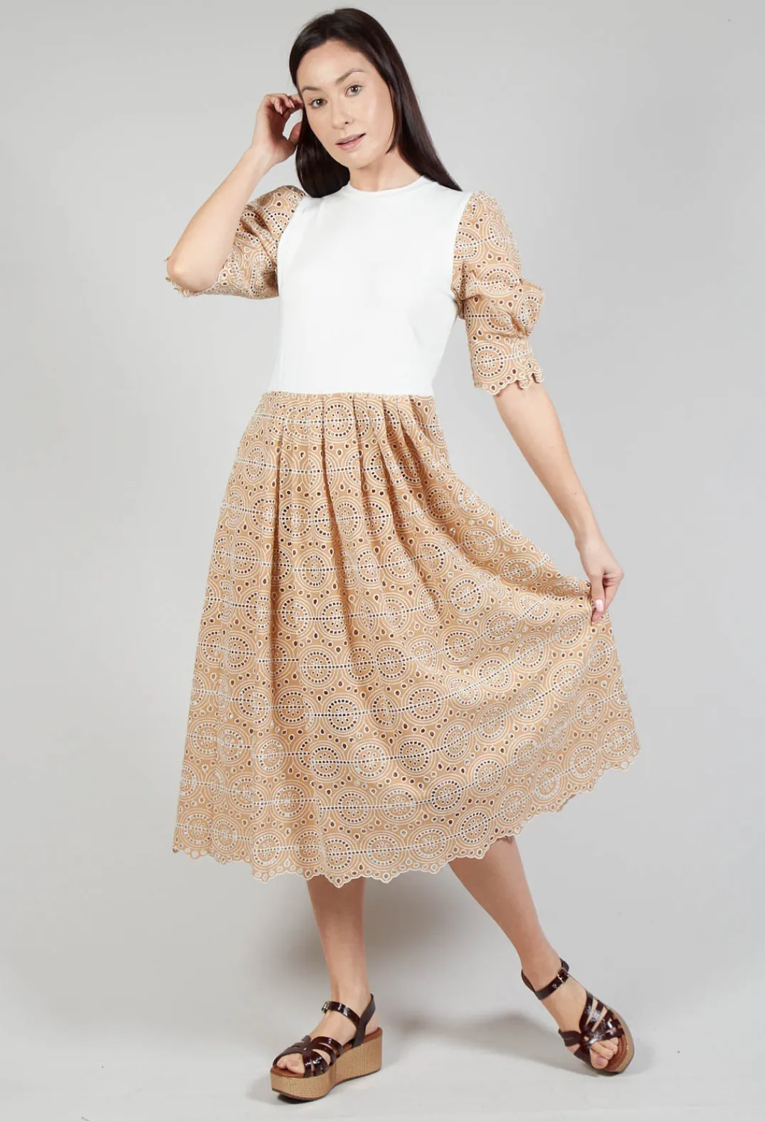 Sfizio Dresses^Lace Dress in Sabbia
