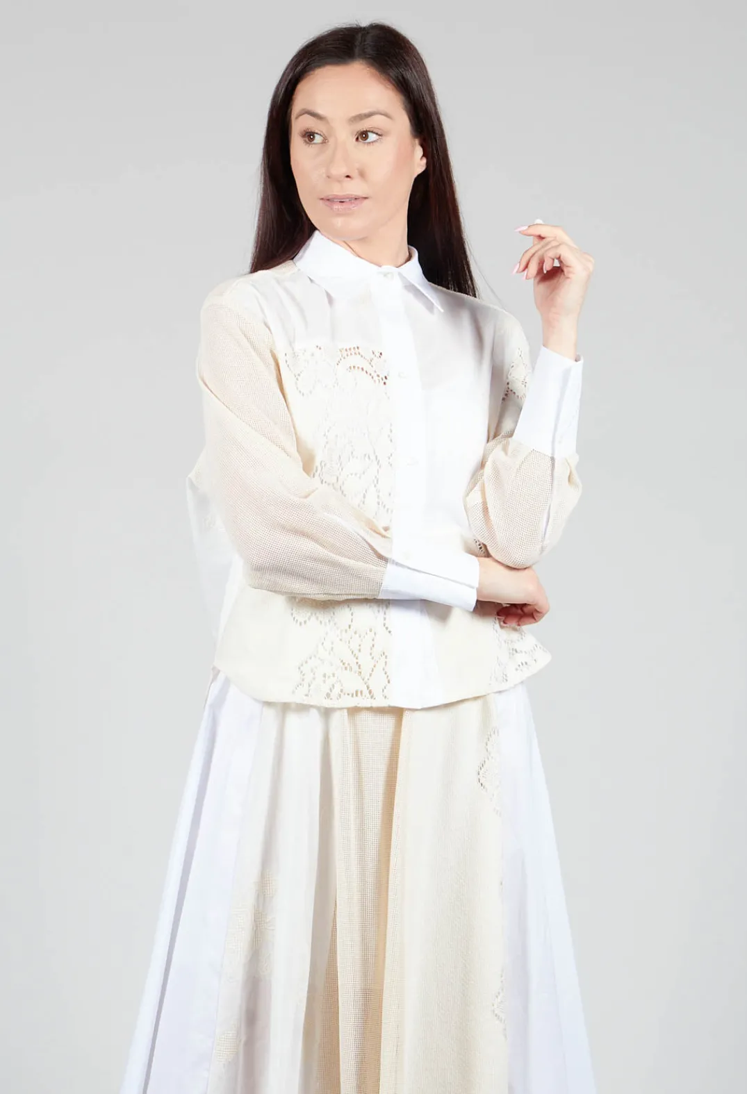 Sfizio Tops^Lace Shirt in Vanilla Ice