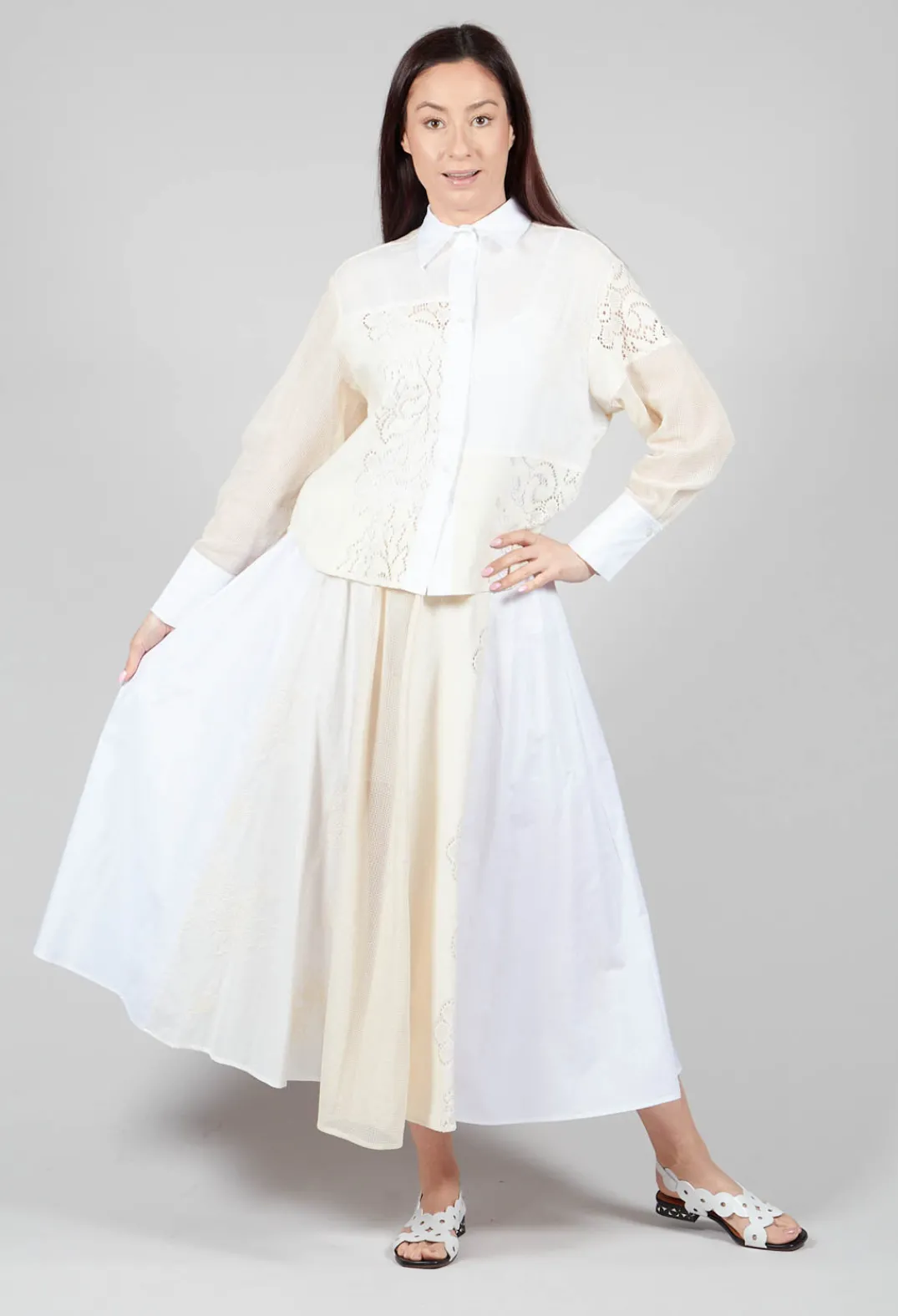 Sfizio Tops^Lace Shirt in Vanilla Ice