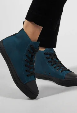 Rundholz Black Label Boots^Lace up High Top Pumps in Ink