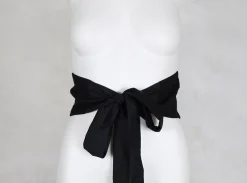 Malloni Belts^Lacerta Textured Tie Belt in Nero
