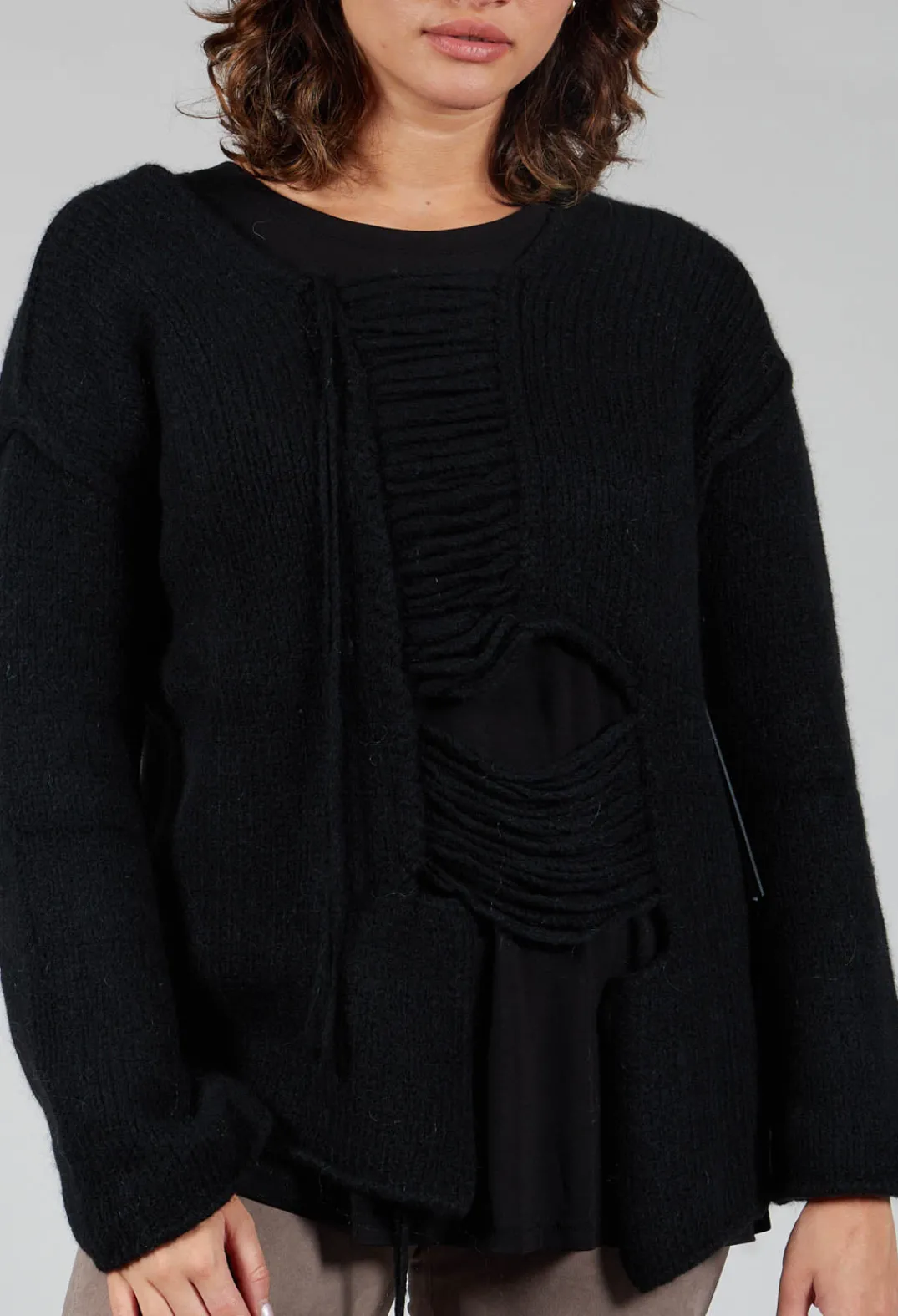 Isabel Benenato Tops^Ladder Feature Jumper in Black