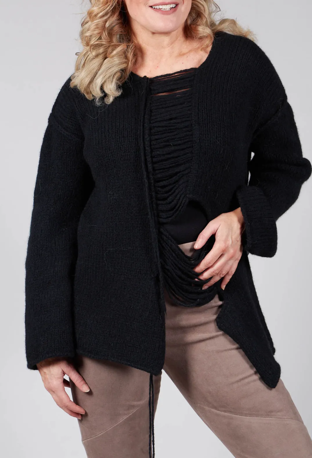 Isabel Benenato Tops^Ladder Feature Jumper in Black