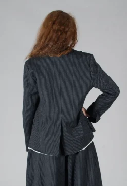 Marc Point Jackets^Lapel Blazer in Black Pinstripe