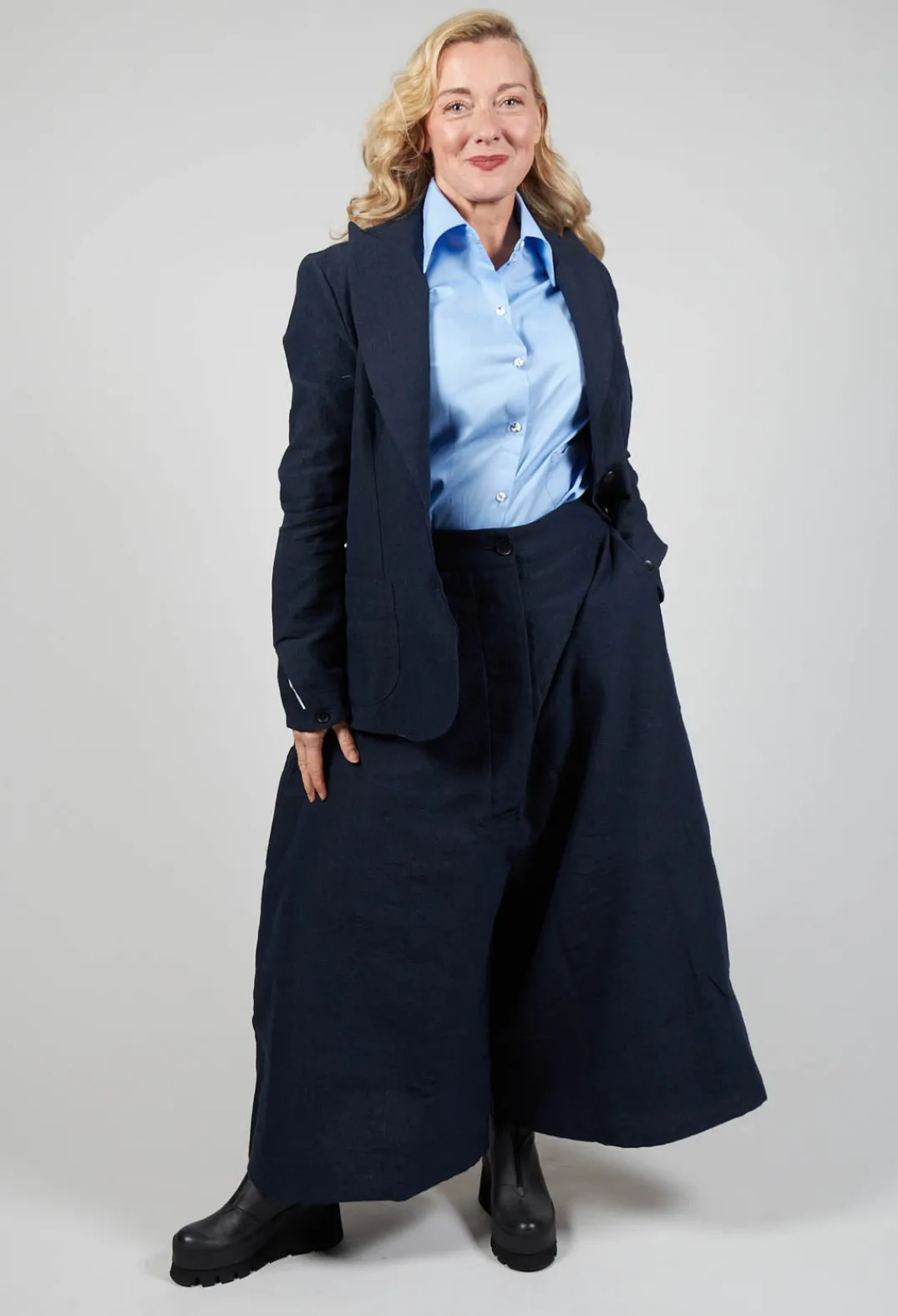 Marc Point Jackets^Lapel Blazer in Navy Blue