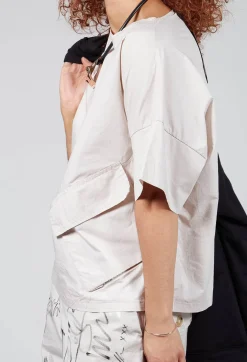 Tadashi Tops^Large Pocket Shirt in Beige