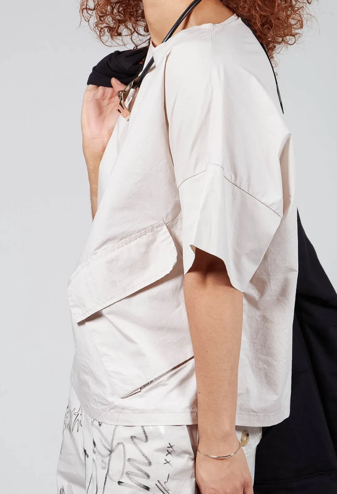 Tadashi Tops^Large Pocket Shirt in Beige
