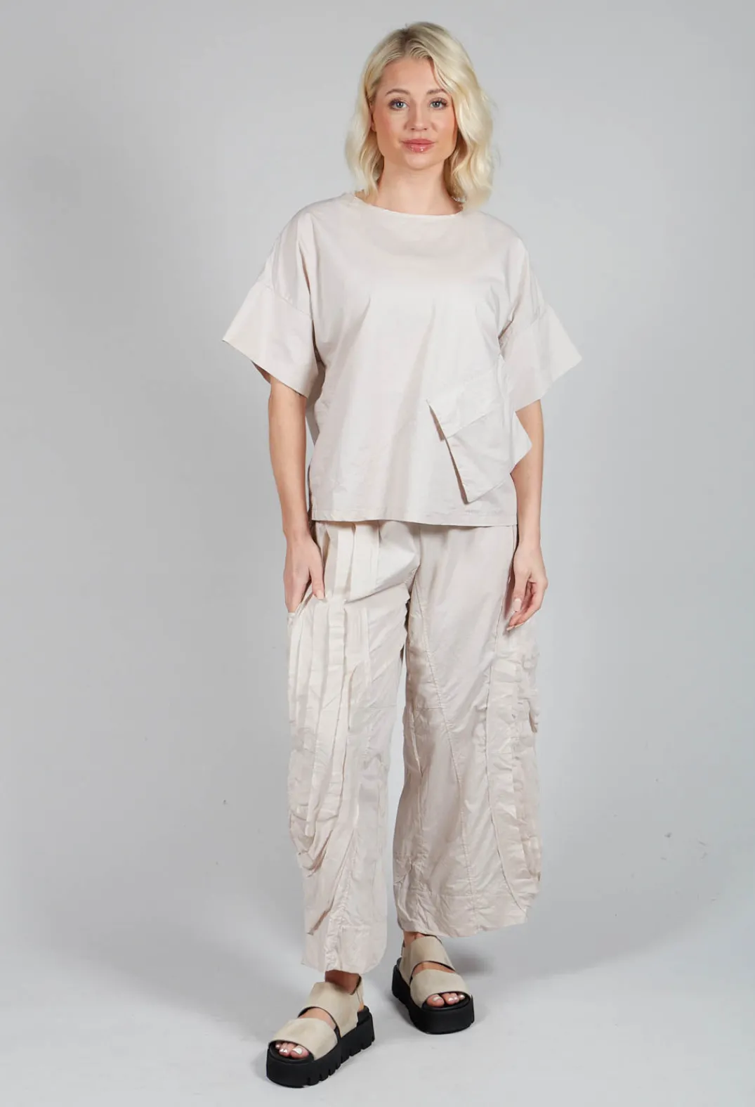 Tadashi Tops^Large Pocket Shirt in Beige