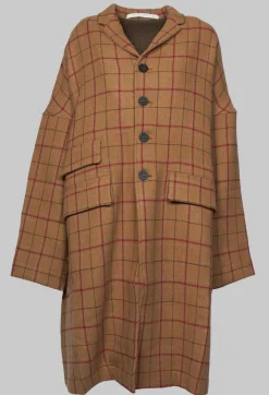 Album Di Famiglia Coats^Large Tartan Wool Coat in Cookie