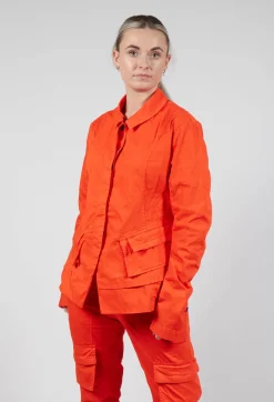 Rundholz Dip Jackets^Layered Lettuce-Edge Detail Jacket in Mandarine