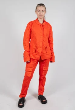 Rundholz Dip Jackets^Layered Lettuce-Edge Detail Jacket in Mandarine