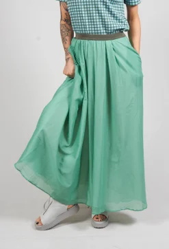 Niù Skirts^Layered Maxi Skirt with Contrast Waistband in Emerald