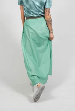Niù Skirts^Layered Maxi Skirt with Contrast Waistband in Emerald