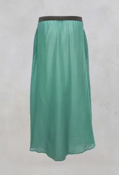 Niù Skirts^Layered Maxi Skirt with Contrast Waistband in Emerald