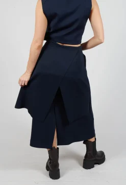 Mei Meij Skirts^Layered Scuba Skirt in Blue Nights