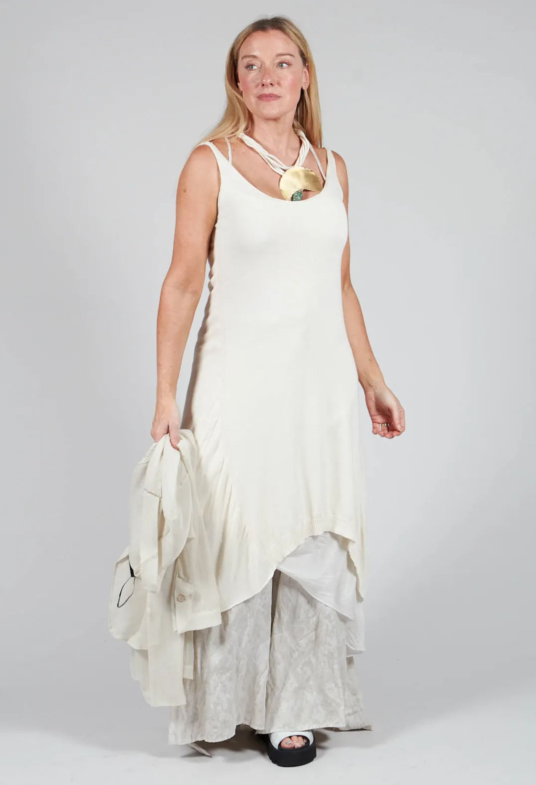 Masnada Dresses^Layered Vest Dress in Chalk