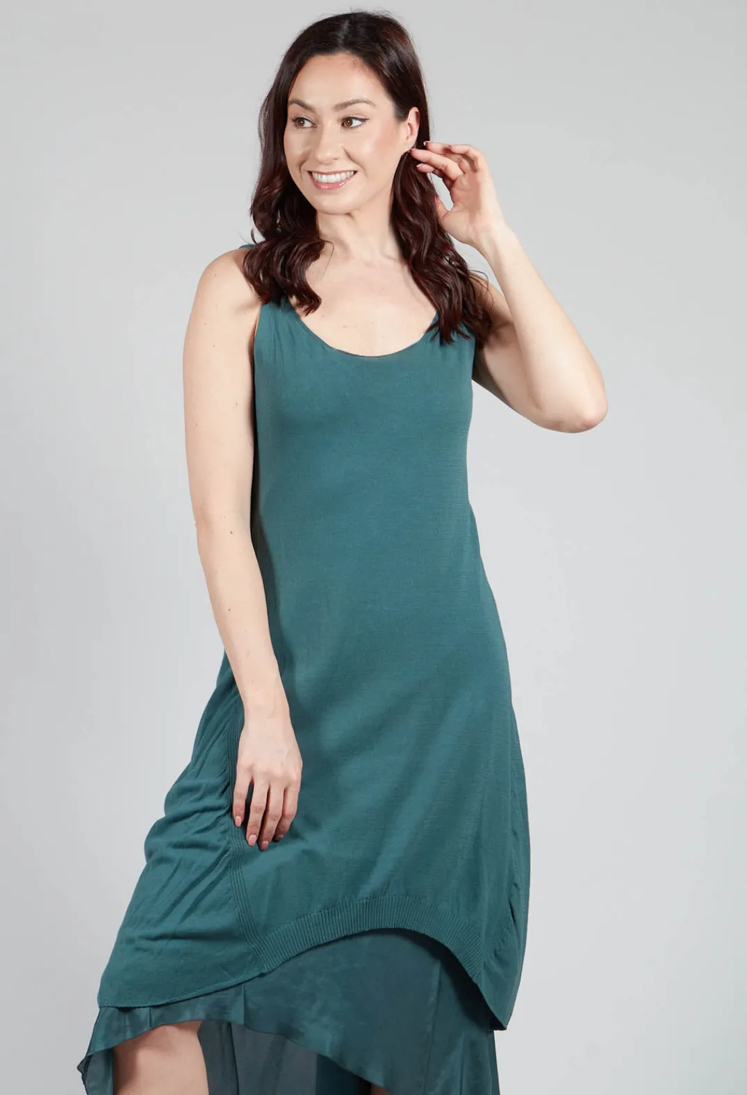 Masnada Dresses^Layered Vest Dress in Petrol
