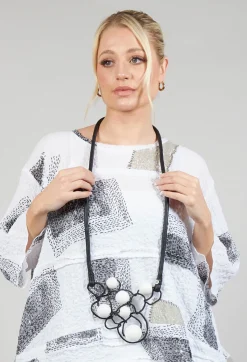 Bread and Butter Necklaces^Leather Bead Necklace in Black and White