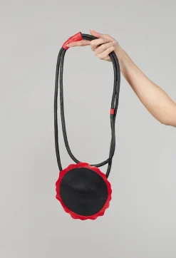 Bread and Butter Necklaces^Leather Disc Necklace in Black and Red