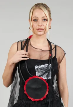 Bread and Butter Necklaces^Leather Disc Necklace in Black and Red