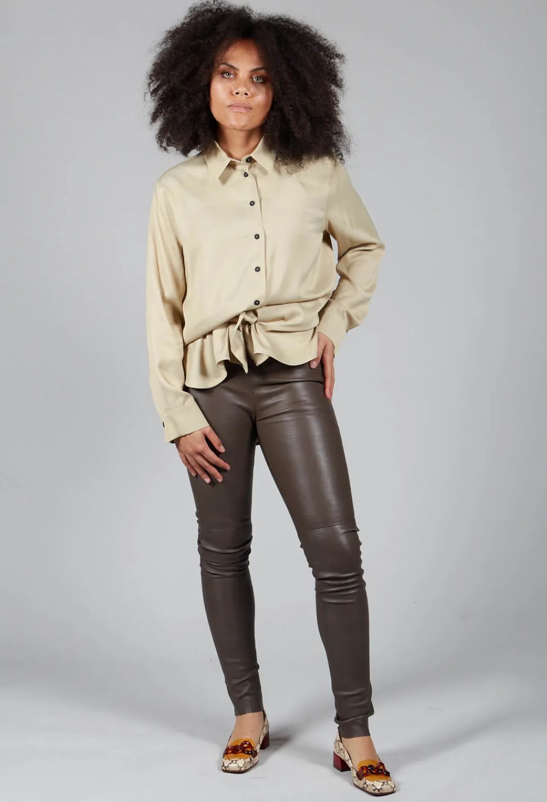 Dom Goor Leggings^Leather Leggings in Volcanic Rock Grey