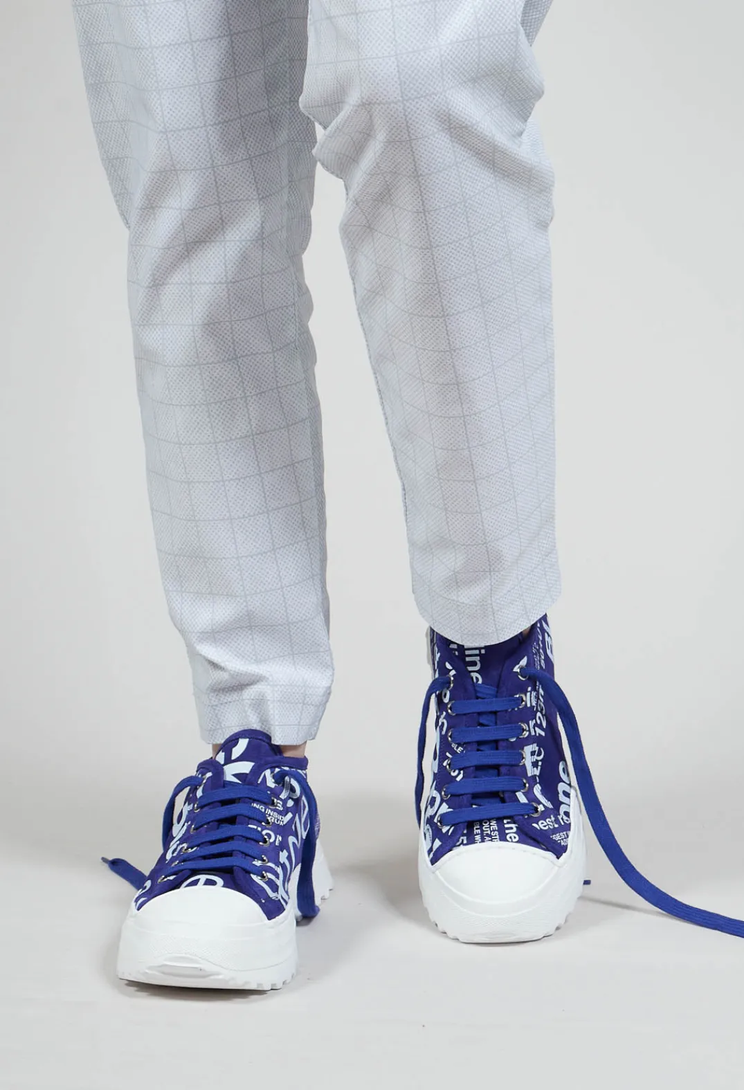 Rundholz Black Label Trainers^Leather Pumps with Lettering Motif in Azur Print