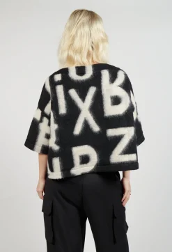 Hindahl u0026 Skudelny Jumpers^Letter Print Sweater in Black and Cream