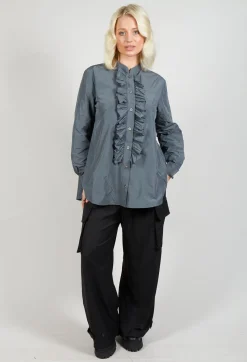 Hindahl u0026 Skudelny Shirts & Blouses^Light Taffeta Blouse with Ruffles in Oliv